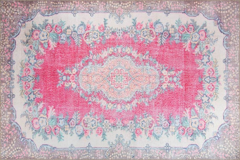 Pink Rug Small Rug 6x9 Rug 70s Rug Pink Vintage Rug Rug Etsy