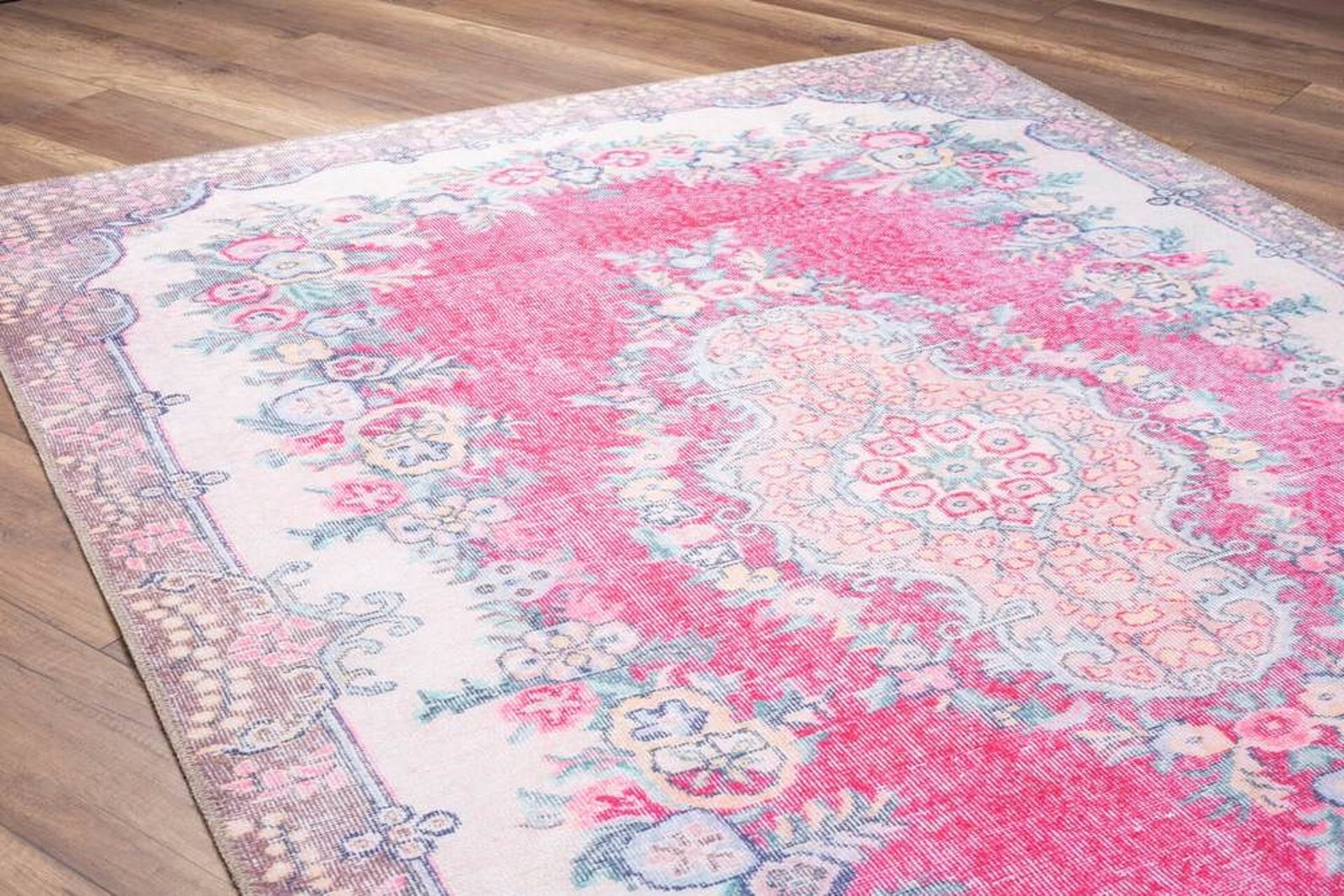Pink Rug Small Rug 6x9 Rug 70s Rug Pink Vintage Rug Rug Etsy