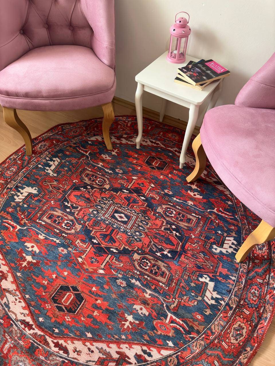 Round Retro Rug Turkish Round Rug Small Round Vintage Rug Etsy