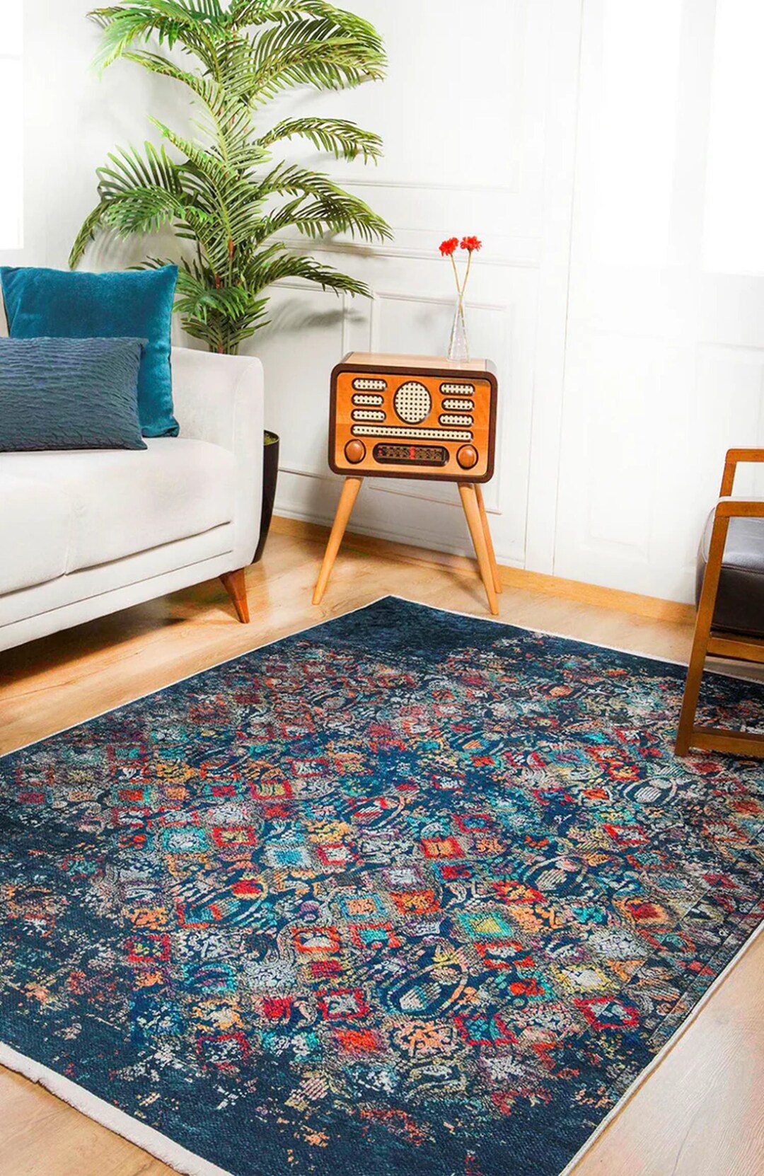 Blue Rug for Nursery, Blue Rug Living Room, Blue Rug for Bedroom, Blue ...
