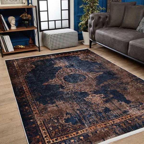 Custom blue rug, Gold and Blue Rug, Small Blue Rug, Best Blue Rug, Blue rug 4 x 6, bedroom blue rug 4x6, blue rug bedroom, antique blue rugs