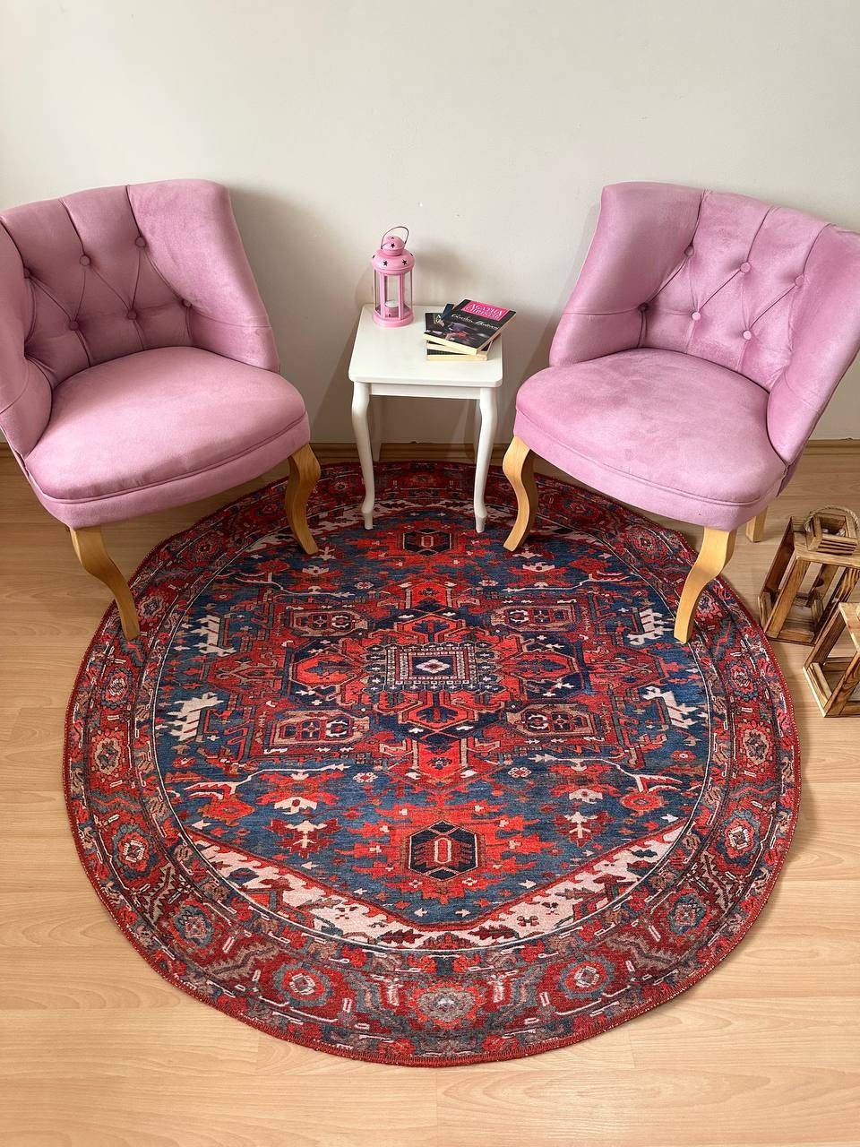 Round Retro Rug, Turkish Round Rug, Small Round Vintage Rug Round Retro Rug, Turkish Round Rug, Small Round Vintage Rug