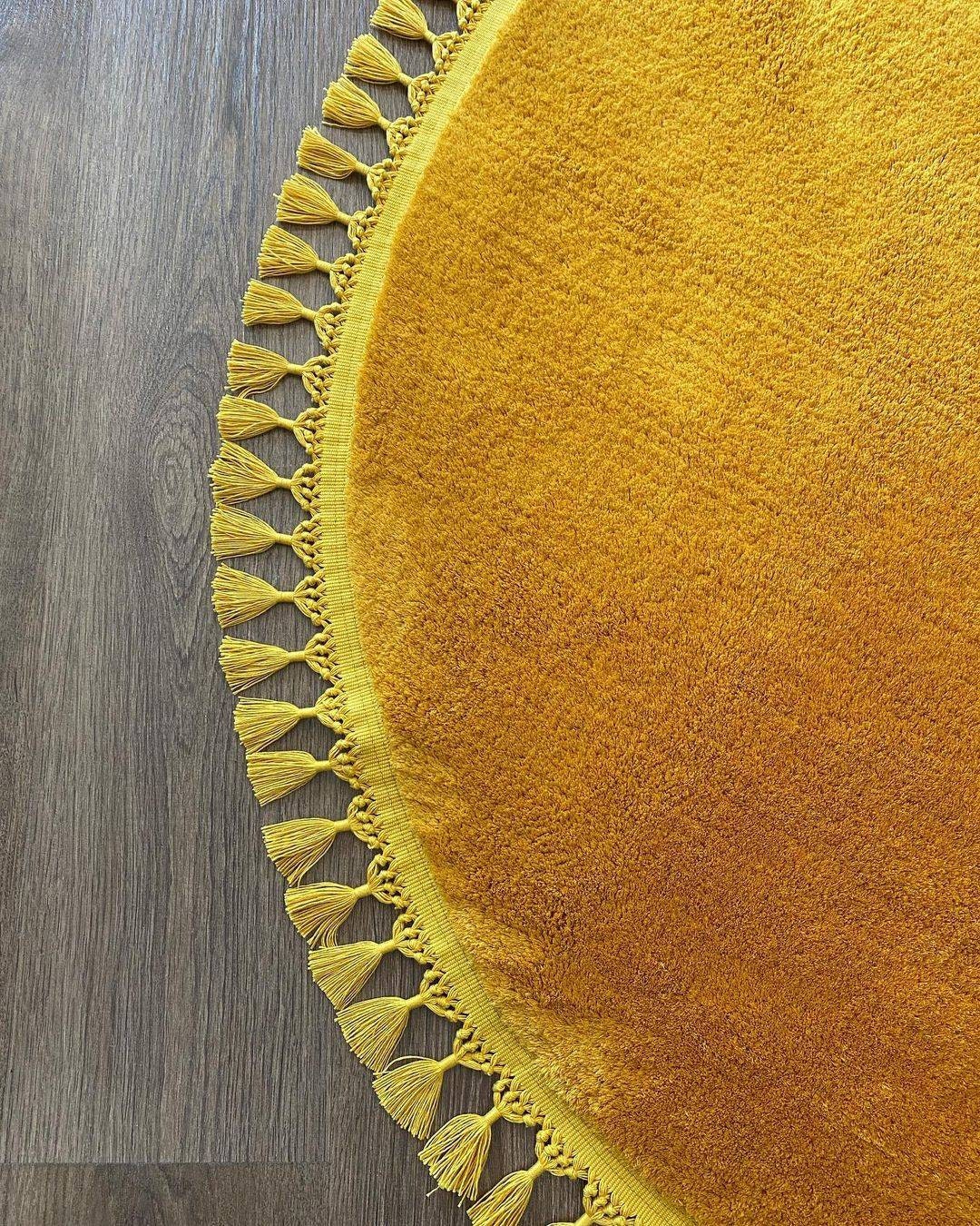Yellow Round Rug Yellow Rug Circle Rug Circle Rug 8x8 Etsy