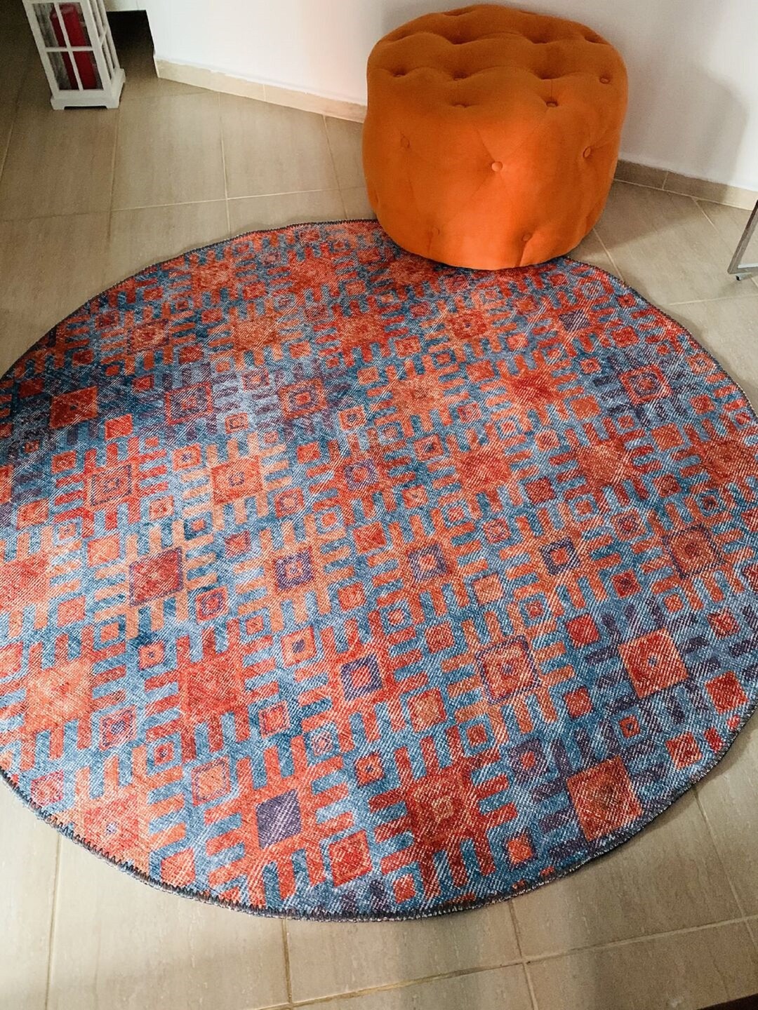 Circle Rug Bedroom, Round Rug Vintage, Round Rug, Round Rug for Living