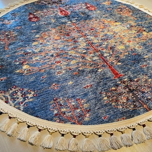 round rug, blue round rug, circle rug, round rug 5x5, round carpet, round braided rug, textured round rug, round rug 3ft, round floor rug