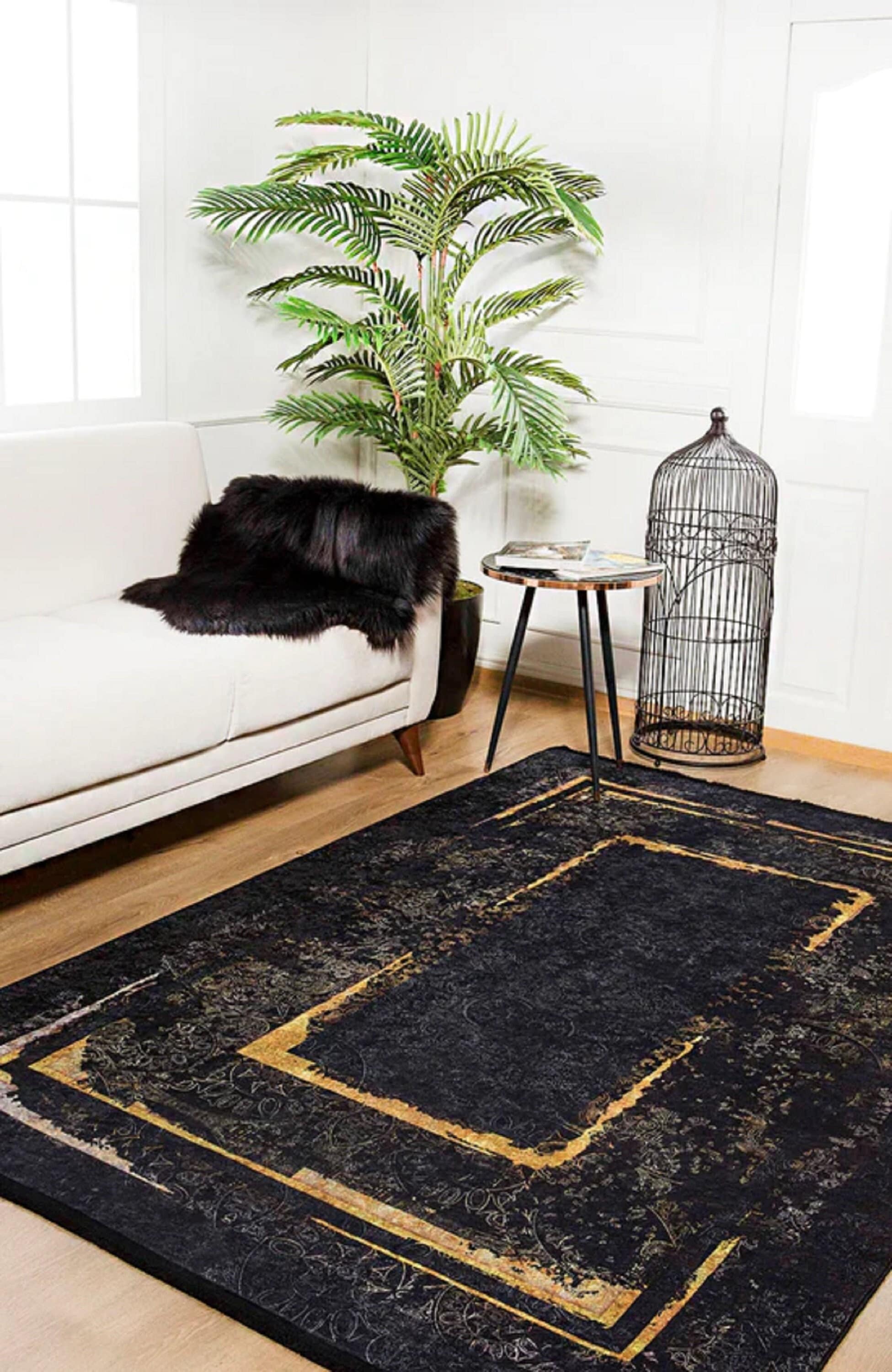 rug black orange, black abstract rug, black area rug, black rug, black and gold rug, 3 x 5 rug black, kitchen rug black, 8x10 Black Rug, Rug