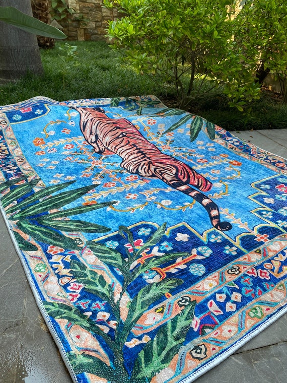 Tiger Rug, Tiger Rug Tibetan, Tiger Rug Blue, Tiger Rug Vintage, Tiger Rug for Living Room, Tiger Pattern Rug, Modern Look Tiger Area Rug - Etsy Tiger Rug, Tiger Rug Tibetan, Tiger Rug Blue, Tiger Rug Vintage, Tiger Rug for Living Room, Tiger Pattern Rug, Modern Look Tiger Area Rug - Etsy