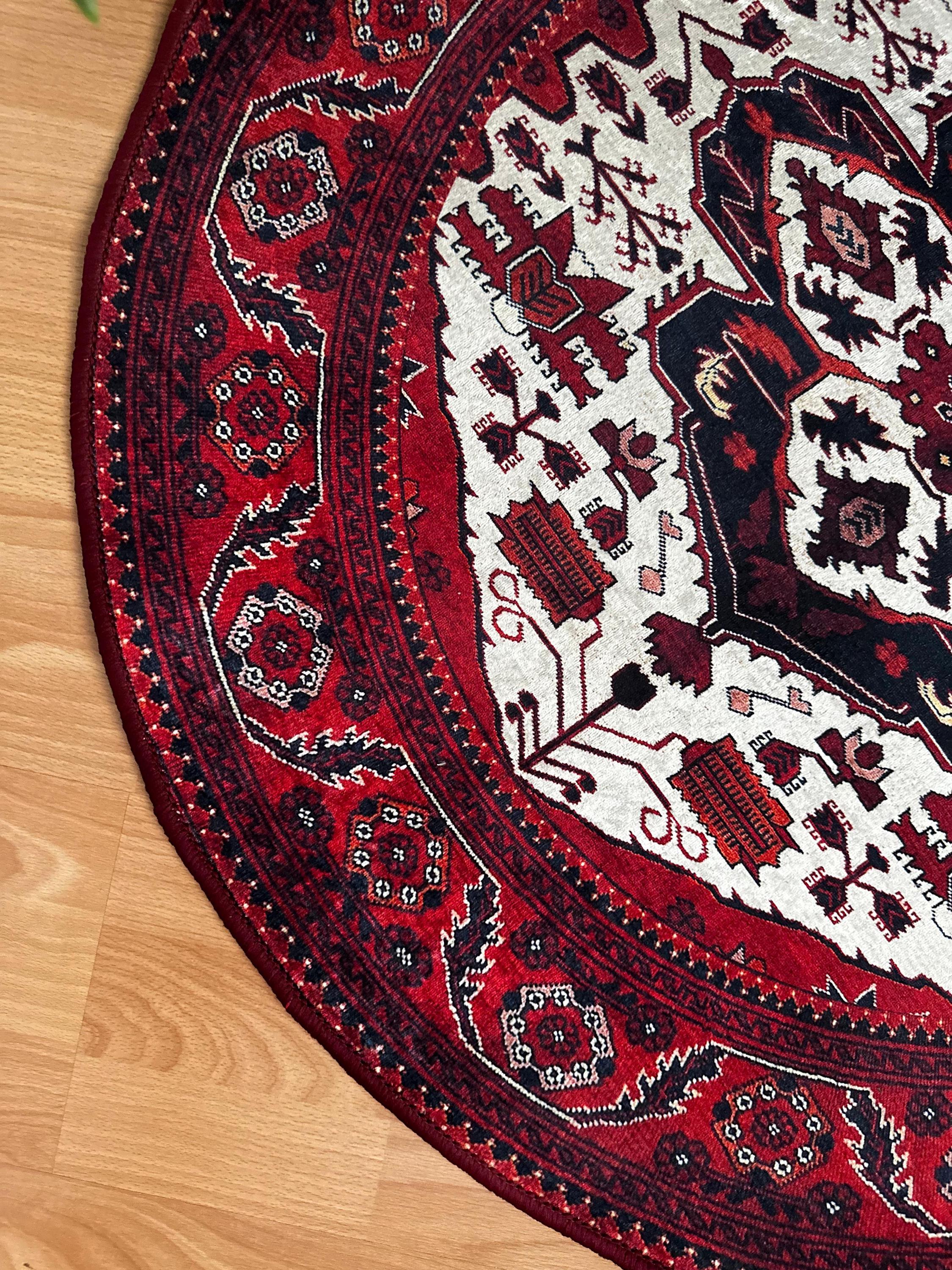 ROUND112cm\"Clockwork”ViNTAGE TURKiSH RUG ROUND112cm
