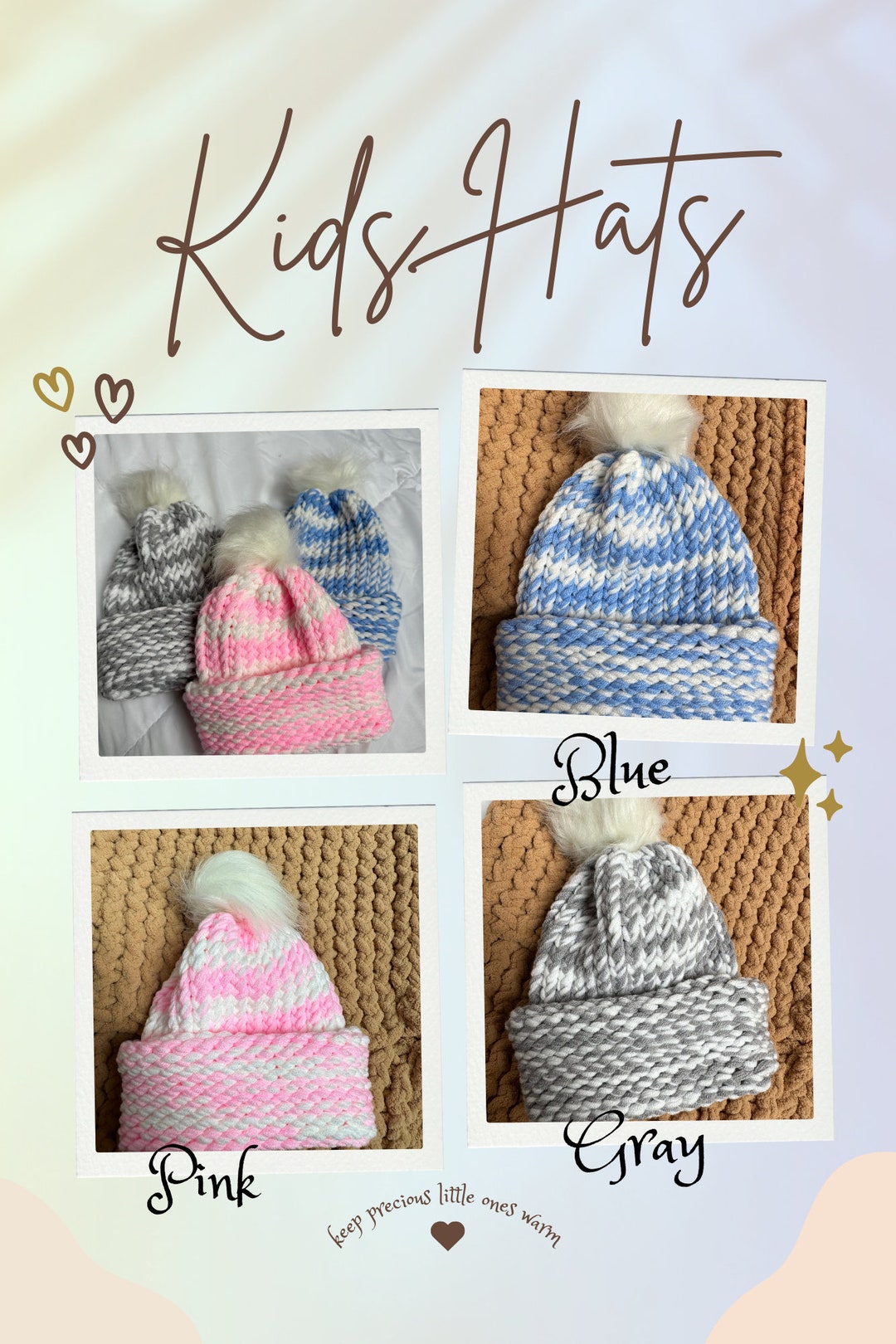 Kids Winter Hat With Pom Pom Etsy