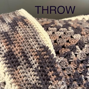 For the Girl that Loves Purple Granny Square Throw, Crocheted Blanket, Colorful Handmade Granny Square Blanket, Afghan, Throw Blanket