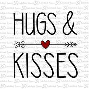 Hugs & Kisses Valentine&#39;s Day Digital Art PNG Downloadable Sublimation Design Pillow Cover Home Decor Mug Tumbler