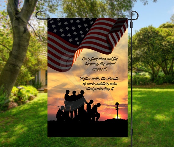 Our Flag Does Not Fly Because Of The Wind Sunset Memorial Day PNG Digital Art Garden Flag Yard Art Hand Towel Patriotic