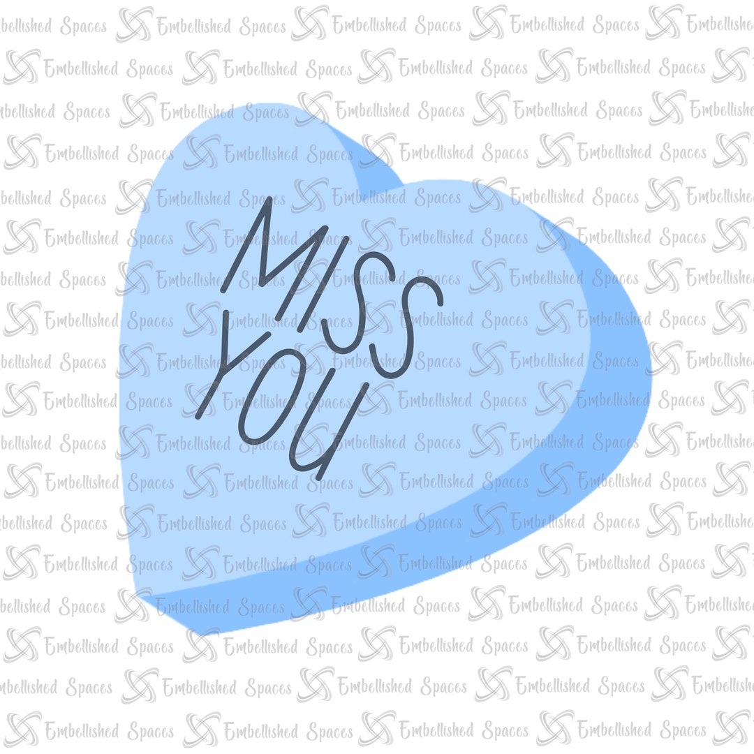 Blue Miss You Valentine Heart Digital Art PNG Downloadable Sublimation ...