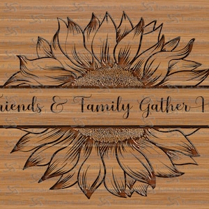Friends & Family Gather Here FAUX "Carved Wood" Digital Art PNG Sublimation Design - Not A Cut File - Not for Engraving