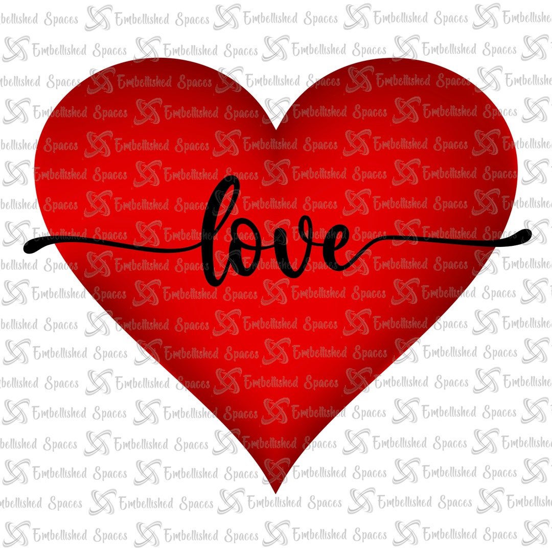 Love Heart Valentine's Day Digital Art PNG Downloadable Sublimation ...