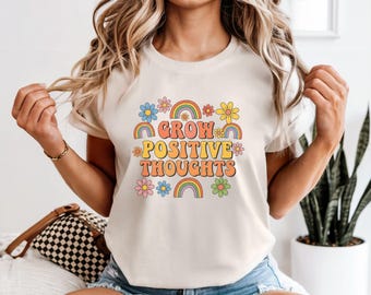 Retro Teacher Shirt: Rainbow Flower Graphic, Comfort Colors Tee