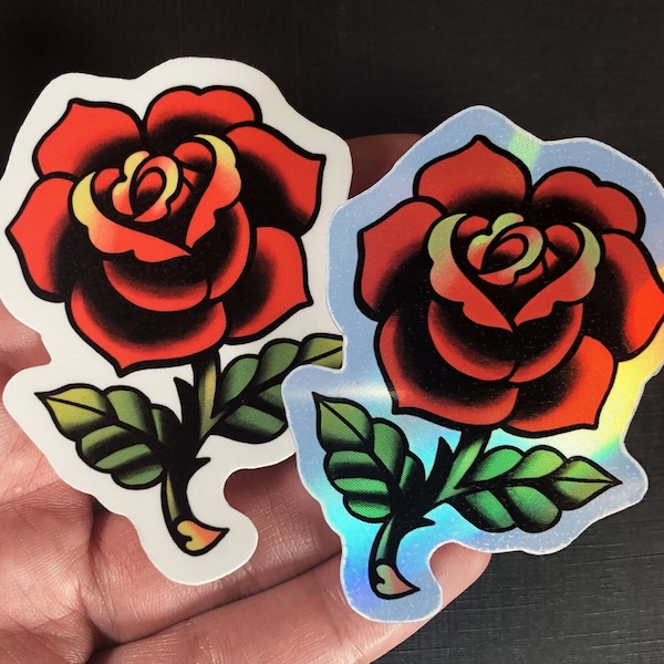 Red Rose Sticker - American traditional tattoo sticker