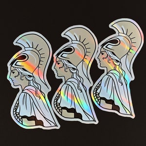 Adesivo in vinile con busto della dea greca Atena, adesivi della mitologia greca
