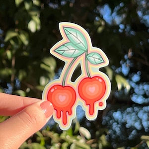 Melted Cherry Sticker - trippy cherry sticker, psychedelic stickers