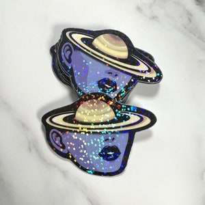 Purple Saturn Sticker - planet sticker, celestial aesthetic stickers