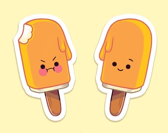 Cute Creamsicle Emoji Sticker Set 2 PC - dessert sticker, cute ice cream stickers