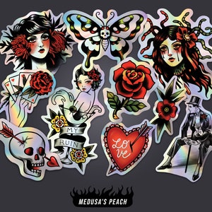 Flash Tattoo Sticker Pack 10 PCS - dark aesthetic vinyl sticker set