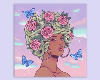 Pastel Medusa Art Print, greek mythology, dreamy aesthetic giclee art print