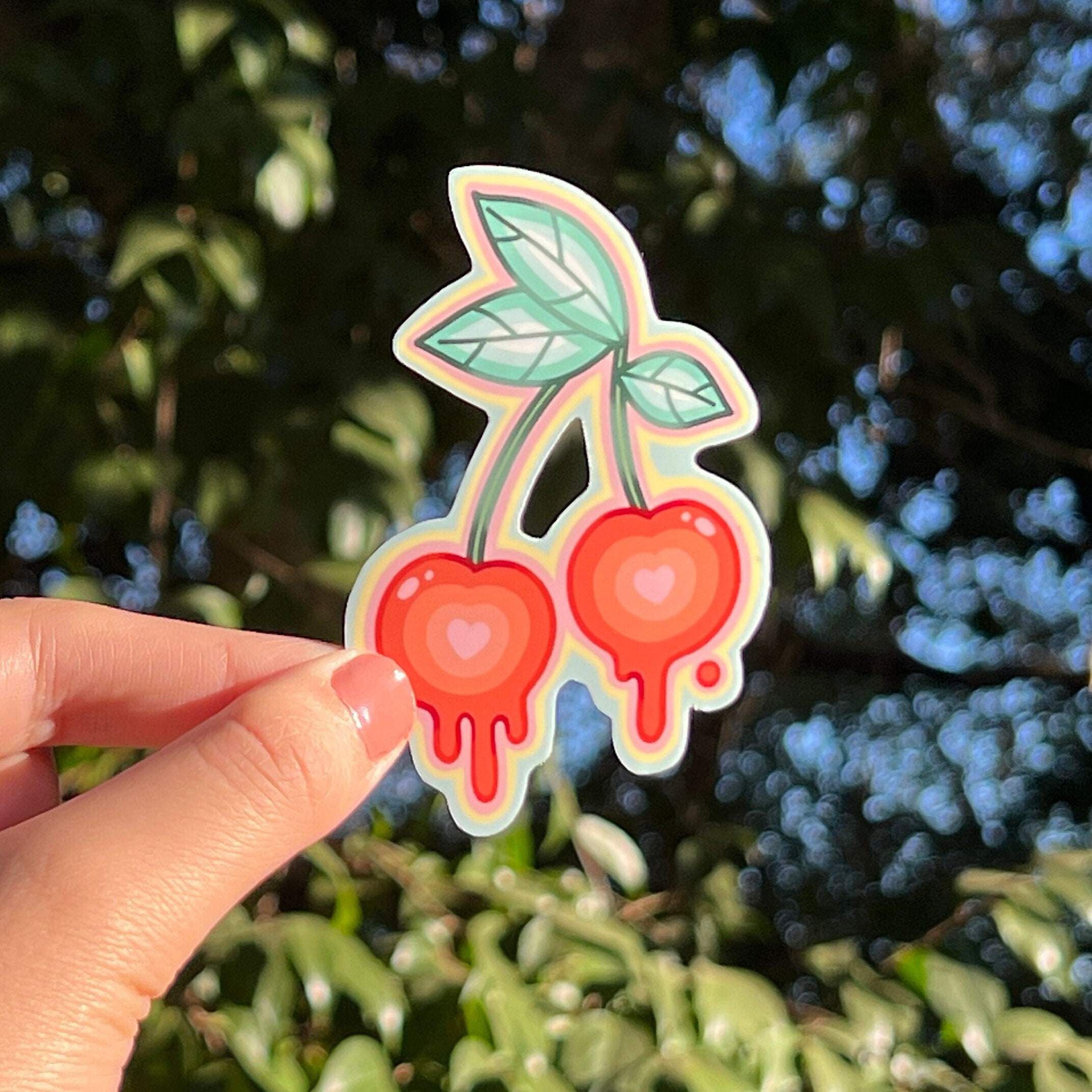 Melted Cherry Sticker - trippy cherry sticker, psychedelic stickers