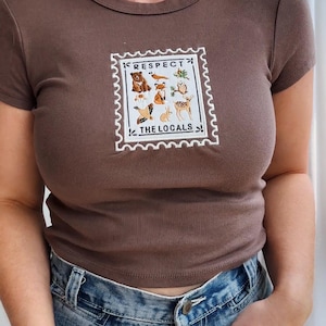 Respect the Locals Stamp Embroidered Baby Tee – Women's Fitted T-Shirt