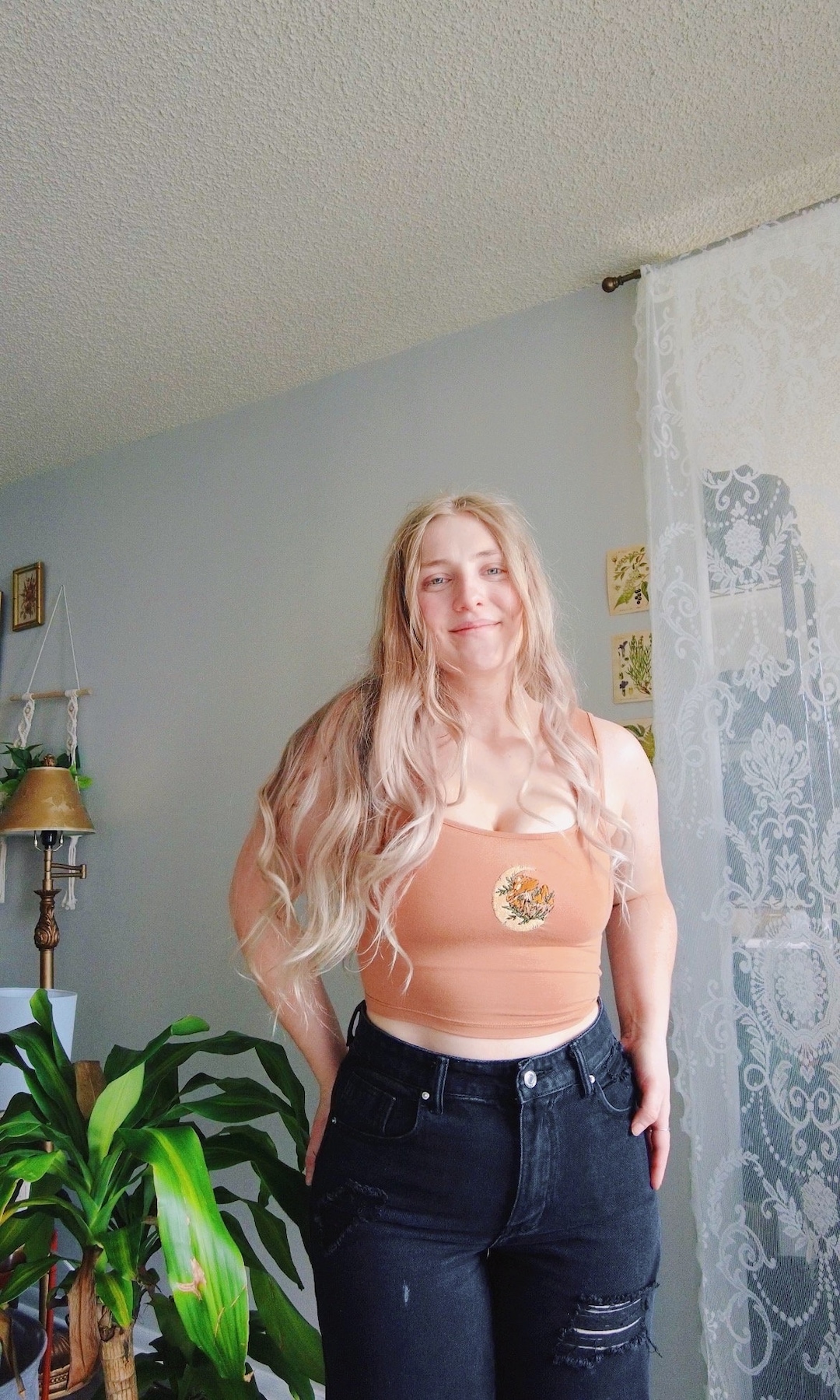 Camel Mushroom Moon Cropped Tank Etsy