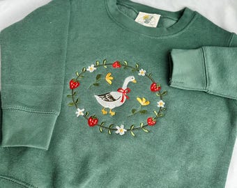 Toddler Silly Goose Embroidered Sweatshirt -  Valentine’s Day Heart Appliqué 24M - 5/6T