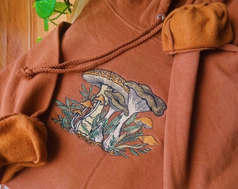 Camel Embroidered Hoodie - Unisex Mushroom Fleece Pullover - Winter Sweater - Gifts for Her/ for Him - Cottagecore - Indie