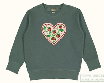 Toddler Embroidered Sweatshirt -  Valentine’s Day Heart Appliqué 24M - 5/6T
