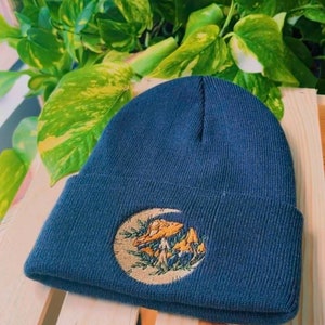 Wild Flowers Embroidered Beanie, Boho Floral Beanie Hat