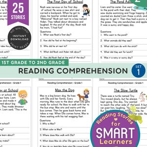 Reading Comprehension Grade 1 Set 1 | 25 Short Stories for Kids | Reading Practice | Homeschool Learning | Printable PDF | Instant Download
