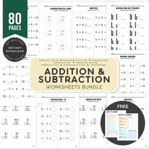Preschool Math Worksheets Printable PDF for Kids, Early Learning Homeschool Resources, Math Practice Pages for Kindergarten and First Grade