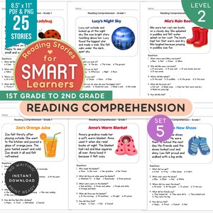 SET 5 Reading Comprehension Grade 1 | 25 Short Stories for Kids | Reading Practice | Homeschool Learning | Printable PDF | Instant Download