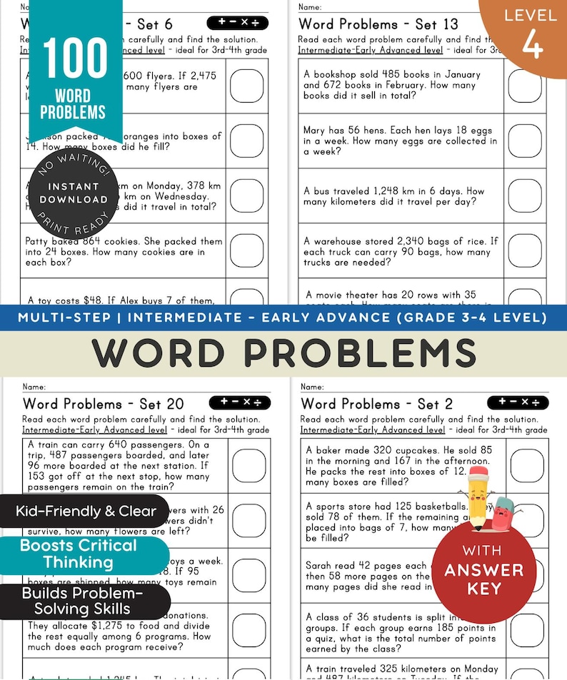 Intermediate to Early Advanced Math Word Problems | 100 Problems ...
