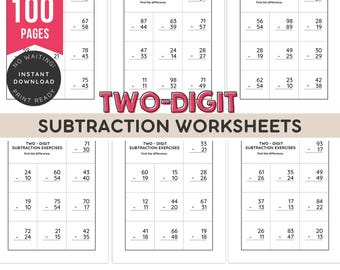 Two-Digit Subtraction Workbook | Math Problems | Subtraction Practice | Printable for Kinder & Gradeschool | Homeschool | Teacher Resources
