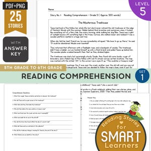 5th Grade Reading Comprehension Stories: 25 Short Stories, Printable PDF