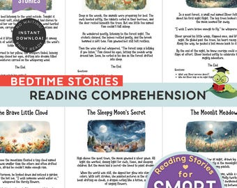 Bedtime Stories Reading Comprehension Worksheet, Short Stories for Young Readers, Learn to Read Activity, Elementary Reading Worksheets