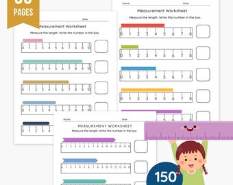 Measuring Length Worksheets PDF + PNG | 150 Problems | Compare & Measure Objects | Kids Math Practice, Homeschool, Kindergarten Printable