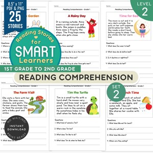 SET 2 Reading Comprehension Grade 1 | 25 Short Stories for Kids | Reading Practice | Homeschool Learning | Printable PDF | Instant Download