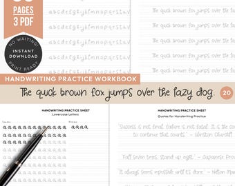 Loopy Printable Handwriting Workbook | 3 PDF Set with Uppercase, Lowercase, and Full Practice Pack | ABC, Words, Sentences | Adult, Kids