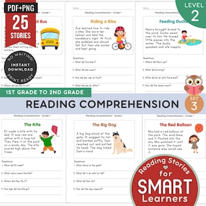 SET 3 25 Short Stories Reading Comprehension Grade 1 Level 2, Reading Practice, Homeschool Learning, Printable Stories, Reading Fluency