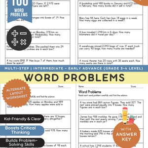 Medel till tidigt avancerade matteproblem: Alternativ layout | 100 problem - årskurs 3–4 Addition, subtraktion, multiplikation, division