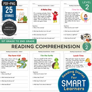 SET 2 Reading Comprehension Grade 1 | 25 Short Stories for Kids | Reading Practice | Homeschool Learning | Printable PDF | Instant Download