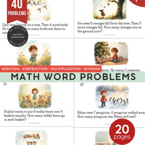 Leuke wiskundige opgaven | Rekenoefeningen voor vroeg leren | Opgave van 20 woorden | Optellen, aftrekken, vermenigvuldigen, delen| Wiskunde kleuterschool