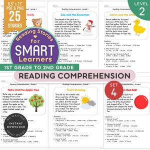 SET 4 Reading Comprehension Grade 1 | 25 Short Stories for Kids | Reading Practice | Homeschool Learning | Printable PDF | Instant Download