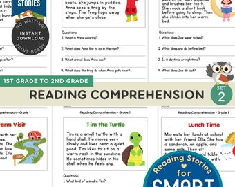 Reading Comprehension Grade 1 Set 2 | 25 Short Stories for Kids | Reading Practice | Homeschool Learning | Printable PDF | Instant Download